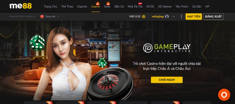 Cá cược game casino GamePlay tại me88